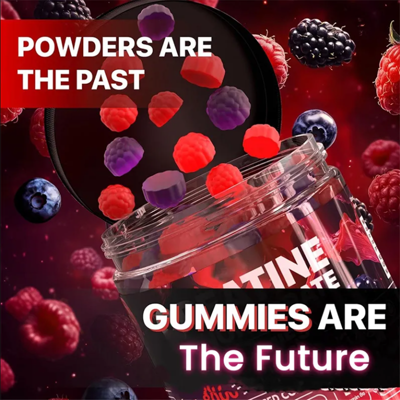 8000mg Creatine Monohydrate Gummies with L-Carnitine and Taurine for Muscle Growth Strength and Energy Mixed Berry Flavor