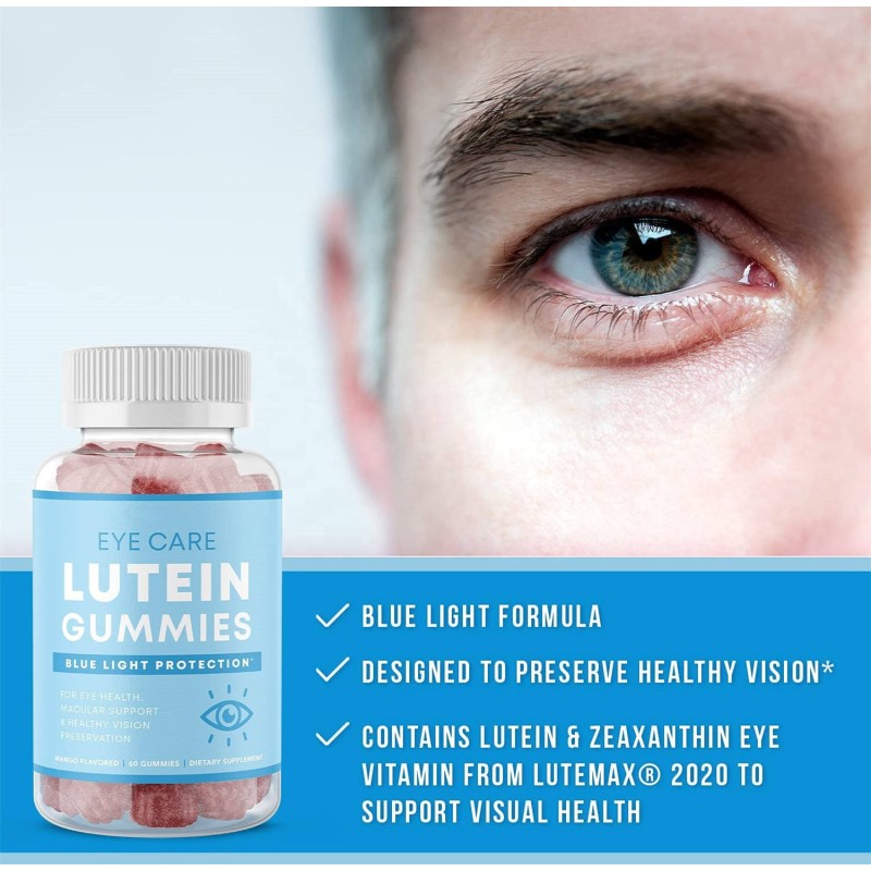 Adults Eye Health Support Gummies with Potent Lutein and Zeaxanthin Vision Care Herbal Supplements. Not for Pregnant Women