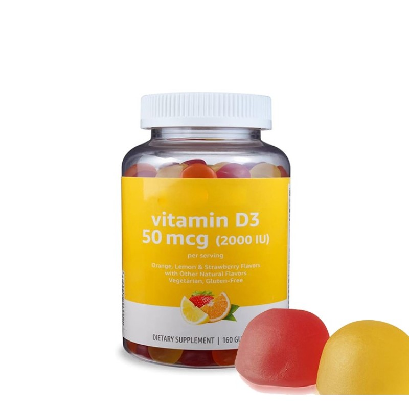 Orange Lemon Strawberry Vitamin D3 2000IU Gummies for Kids and Adults Clean Label Certified Dietary Supplement