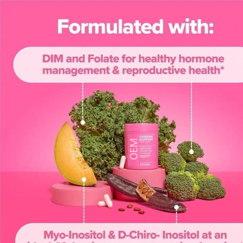 FLO Herbal Supplements for Ovarian Health DIM 40:1 Myo-Inositol D-Chiro Inositol Capsules Supports Hormone Balance for Adults