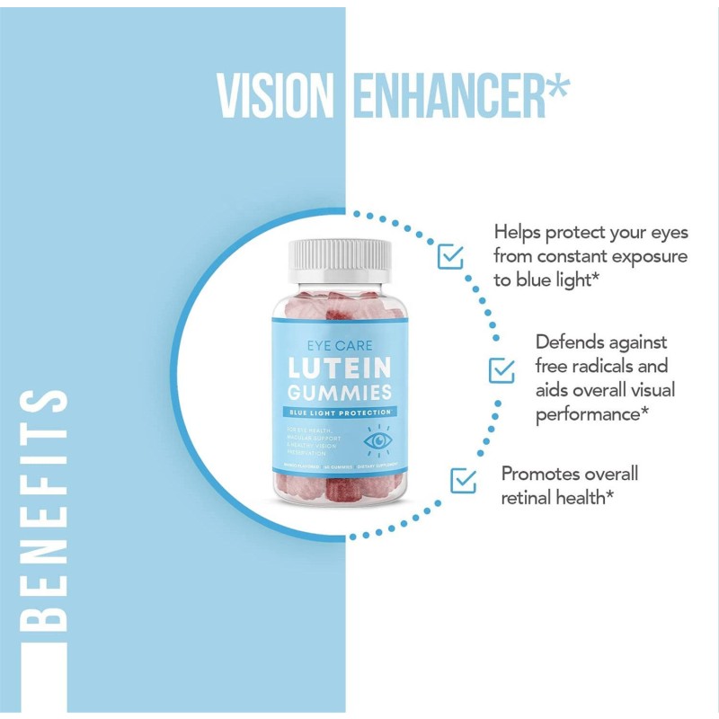 Adults Eye Health Support Gummies with Potent Lutein and Zeaxanthin Vision Care Herbal Supplements. Not for Pregnant Women