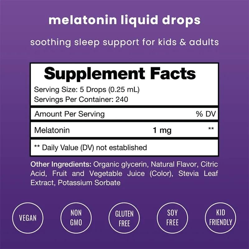 Melrose Sleep Beauty Melatonin Oral Liquid with Hyaluronic Acid for Adults Sleep Support and Skin Hydration