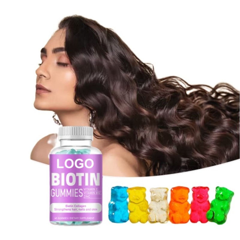 Beauty Biotin and Collagen Gummies for Hair Skin Nails 5000mcg Vegan Supplement with Vitamin C and E
