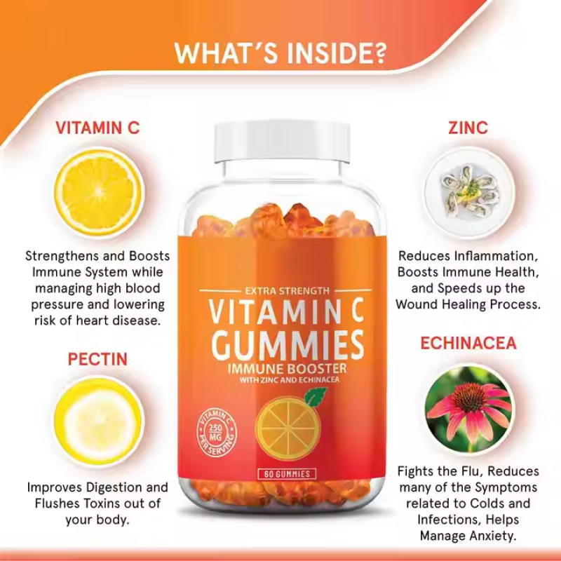 OEM Orange Flavored Multivitamin Gummies with Vitamin C and D3 for Skin Brightening & Immune Support - Customizable Formula