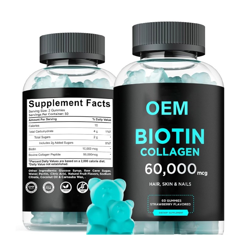 High Potency Biotin and Collagen Gummies for Hair Growth Skin Nails Health 5000mcg Vegan Supplement