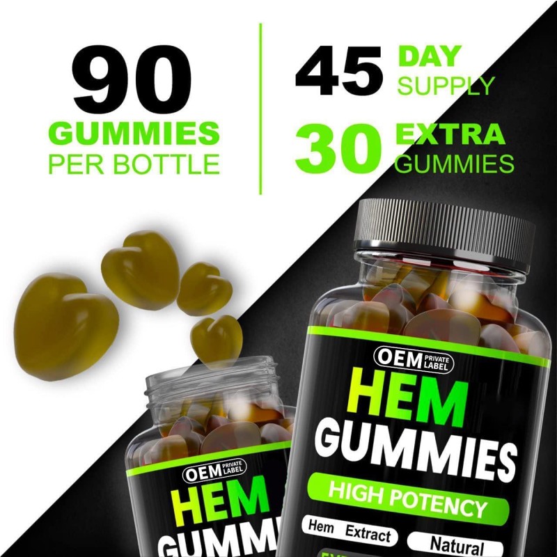 Organic Hemp Gummies for Sleep Support and Immune Health Extra Strength Herbal Supplement with Pure Hemp Oil