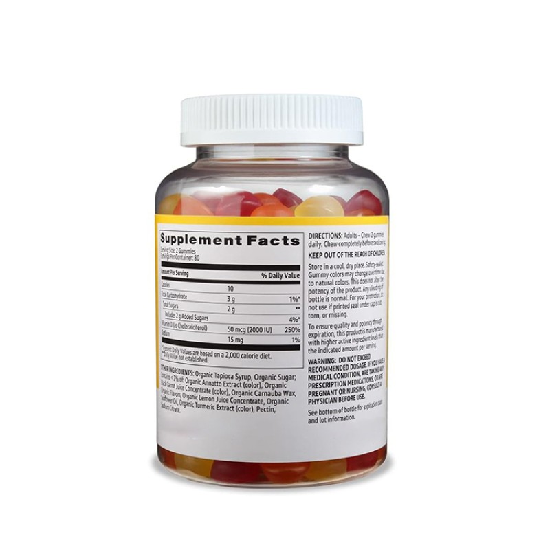 Orange Lemon Strawberry Vitamin D3 2000IU Gummies for Kids and Adults Clean Label Certified Dietary Supplement