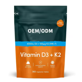 Vegan Vitamin D3 4000IU and K2 MK7 100μg Tablets High-Intensity Plant-Based Formula Easy to Swallow