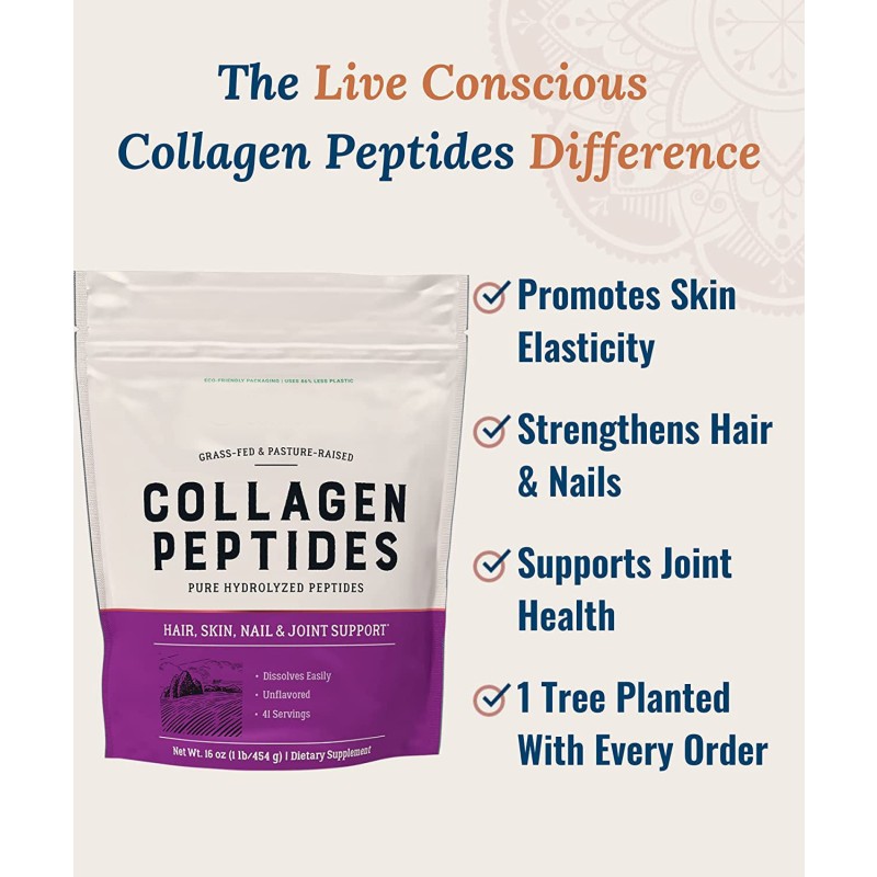 Premium Hydrolyzed Collagen Peptides Powder for Hair Skin Nails and Joints with Type I & III Collagen Support