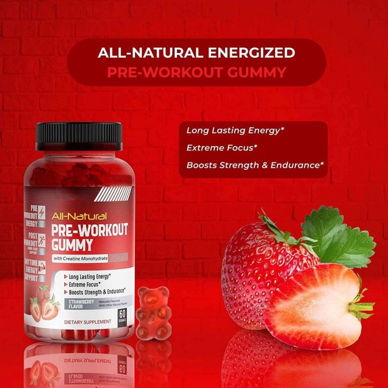 Private Label Pre Workout Supplement Creatine Monohydrate Energy Gummy Creatine Gummies for Muscle Growth