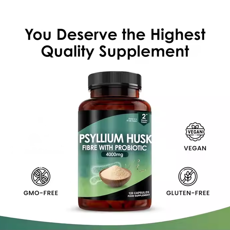 Gut Health Psyllium Husk Capsules with Probiotic Fiber for Digestive Support and Microbiome Balance 60 Capsules