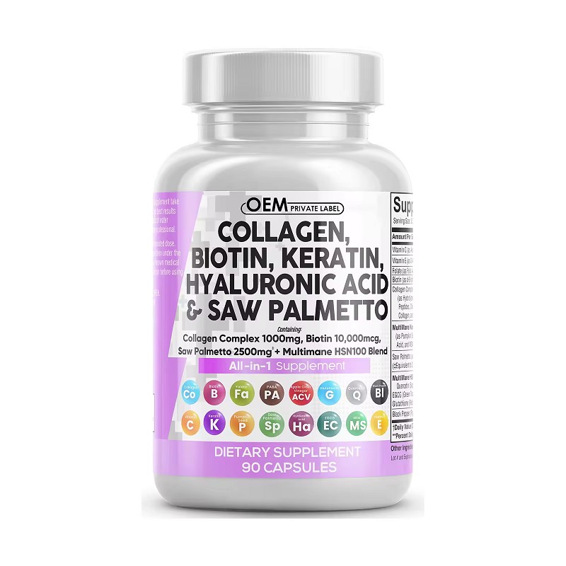 Collagen Biotin Keratin Saw Palmetto Hyaluronic Acid Capsules Vitamin DHT Blocker for Hair and Skin Health for Adults