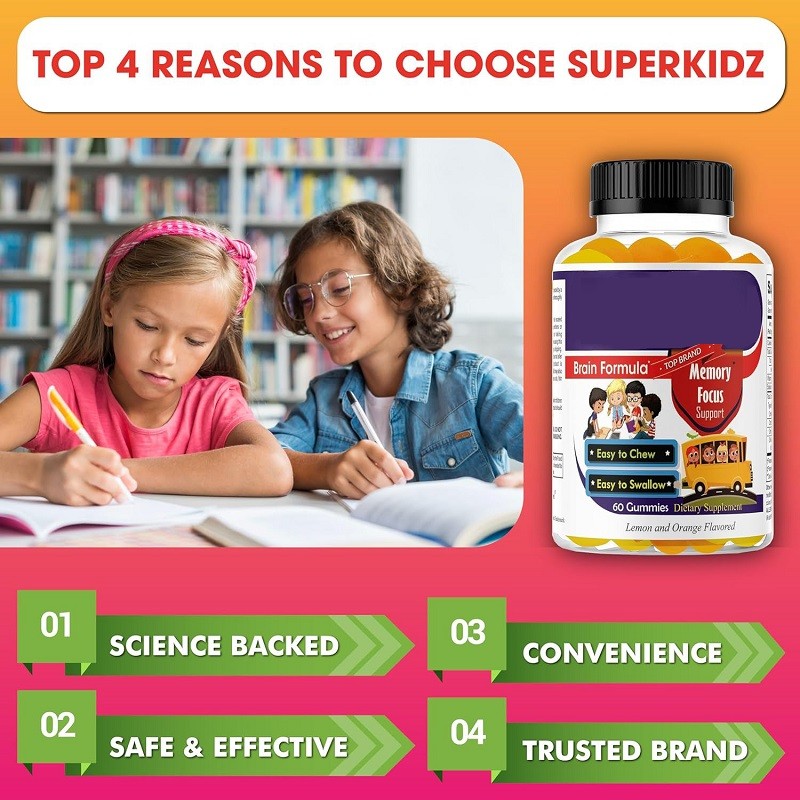 High Brain Memory Gummy Brain Focus Booster Gummy with Vitamins Children's Brain Health Gummy Improve Concentration