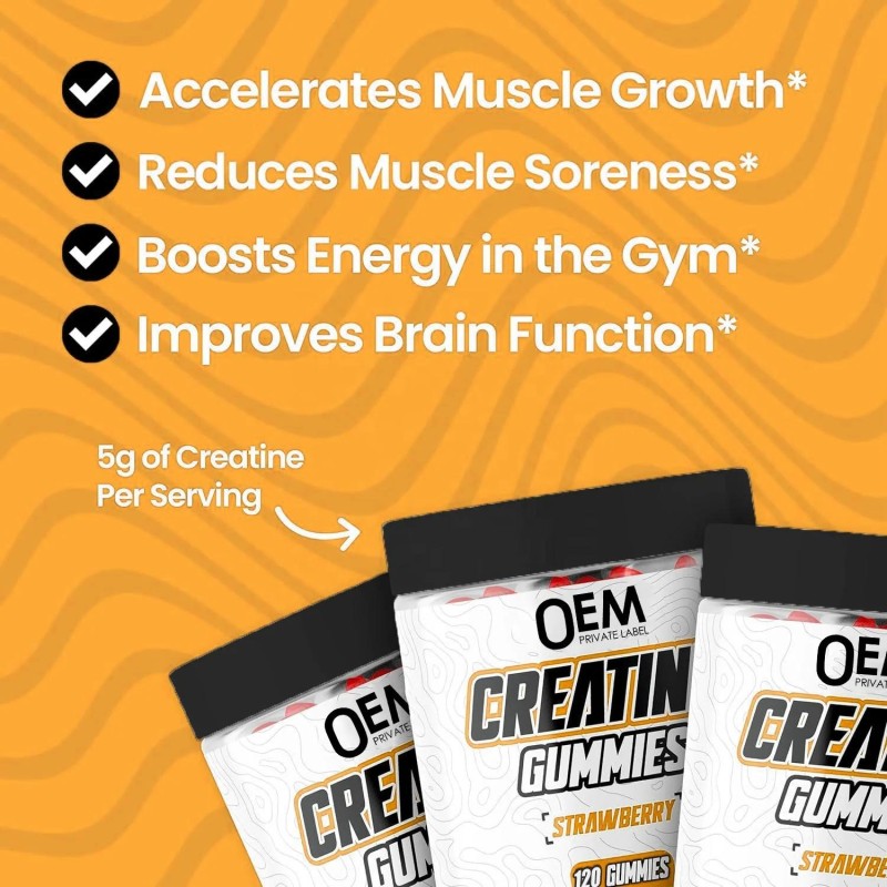 Premium Creatine Monohydrate Gummies with L-Taurine and B12 for Muscle Growth and Energy Boost 60 Gummies