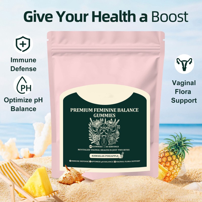 Premium Feminine Balance Gummies - Vegan, Gluten-Free with Pineapple & Probiotics, Supports Vaginal Health