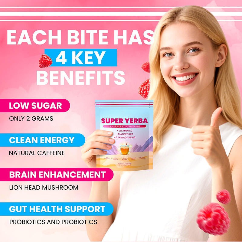 Super Yerba Powder with Lion's Mane & Probiotics - Sustained Energy, Brain Focus & Gut Health Support - Herbal Supplement