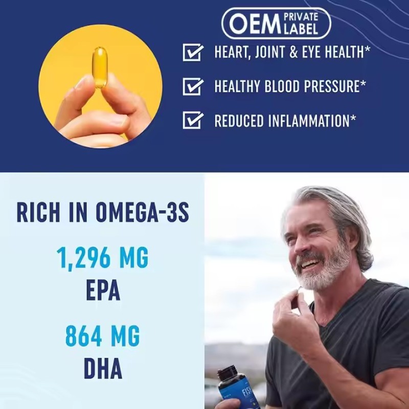 Premium Omega 3 Softgels Capsules Support Brain Health Fish Oil DHA Algae Oil Deep Sea Fish Oil Capsules