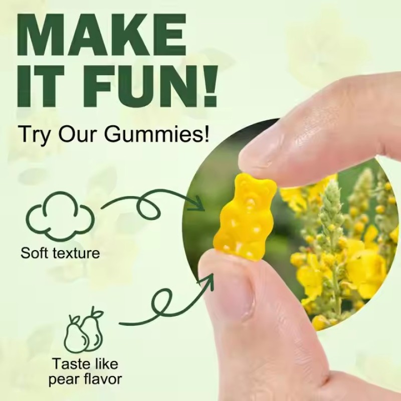 OEM Private Label Natural Mullein Extract Gummies Lung Detox Promote Digestion Supplements Health Mullein Gummies