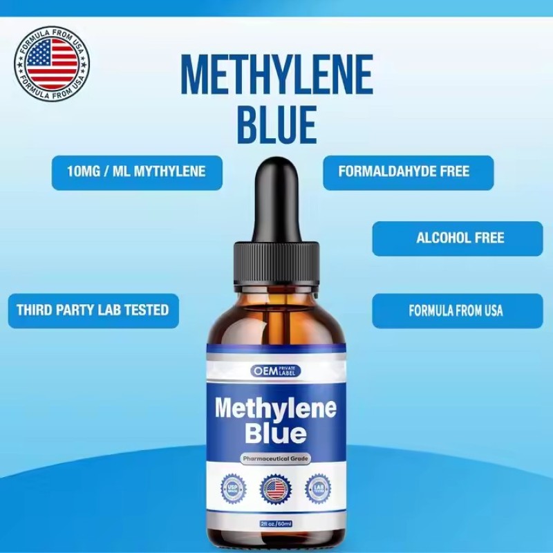 Custom Label Blue Drops With Pipette 1% Premium Solution Methylen Blue Liquid Drops Nootropic Supplement