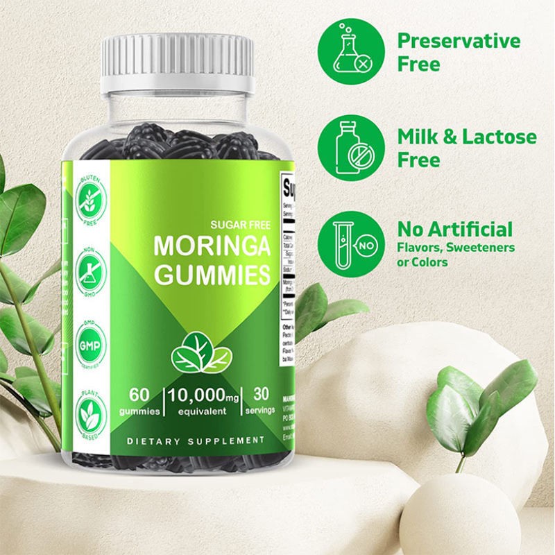 Premium Moringa Leaf Extract Gummies with Green Tea for Energy and Immunity Support 60 Gummies