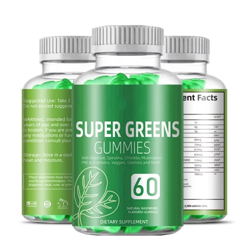 Vegan Super Greens Blend Gummies with Spirulina & Fiber - Weight Loss & Immune Booster Sugar-Free Chewables for Adults