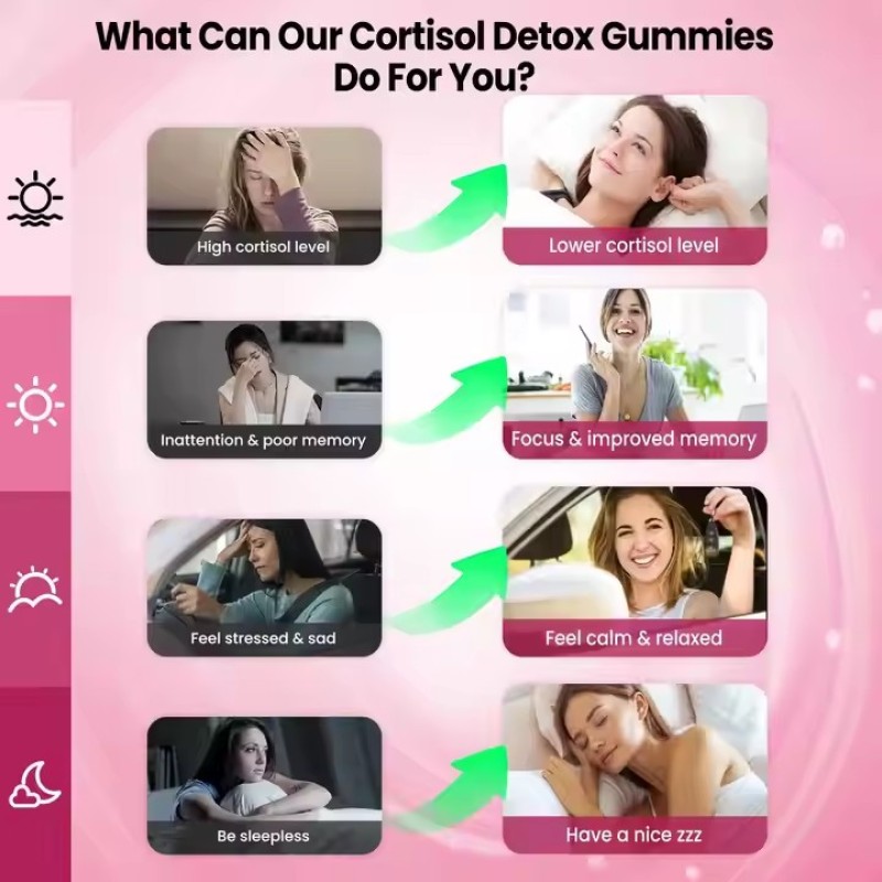 OEM Cortisol Gummies 15 in 1 Cortisol Supplements for Women Sugar Free Ashwagandha Magnesium Folate B12 for Hormone Balance