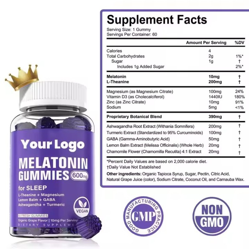 Hot Sell Sleep Quality Melatonin Gummies - Natural Berry Flavor, 5mg Melatonin Per Serving, Non-Habit Forming