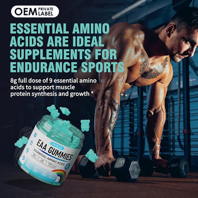 OEM EAA Gummies  Essential Amino Acids with BCAA, Non-GMO, Gluten-Free, Pre-Workout Sport Supplements
