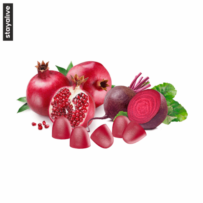 Pure & Fruit Extract Beetroot Gummies | Dietary Supplement | Made with Vitamin B6, B12, Grape Seed, Pomegranate