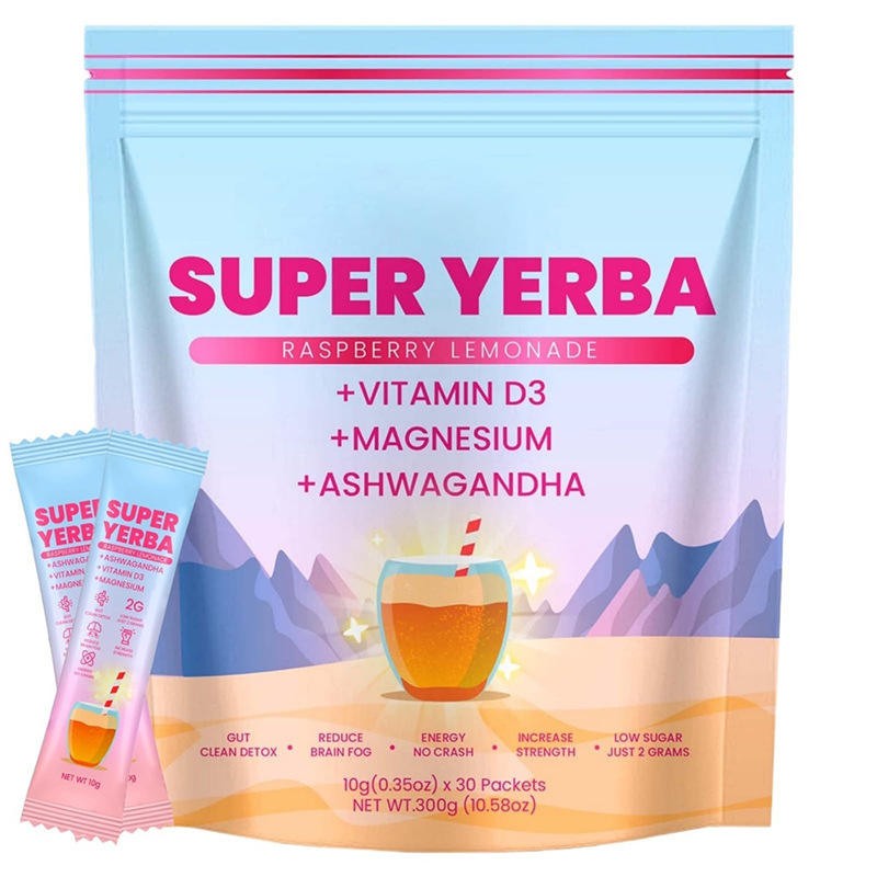 Super Yerba Powder with Lion's Mane & Probiotics - Sustained Energy, Brain Focus & Gut Health Support - Herbal Supplement