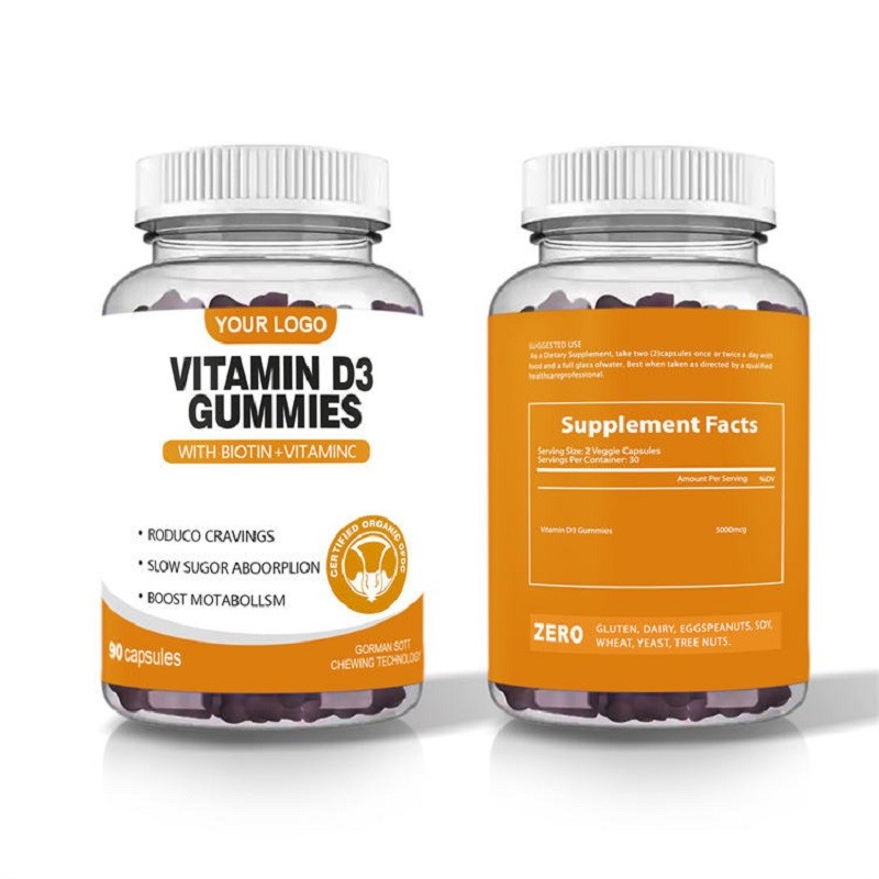 Calcium Vitamin D3 K2 Gummies Supplement Private Label Gummy Vitamin D3 Gummies