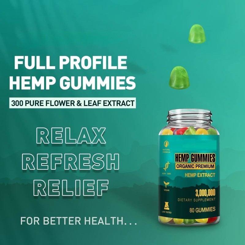 Wholesale Hemp Premium Gummy Best Tasting Fruity Flavor Natural Hemp Oil Herbal Health Supplements Gummies for Calm & Relax