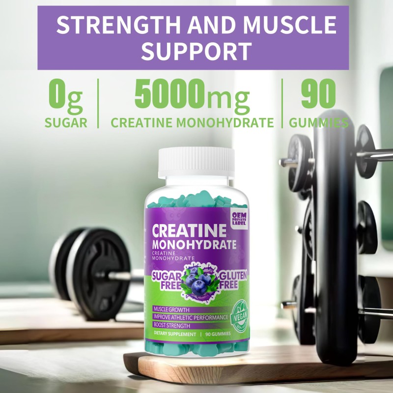 Private Label Pre Workout Supplement Creatine Monohydrate Energy Gummy Creatine Gummies for Muscle Growth