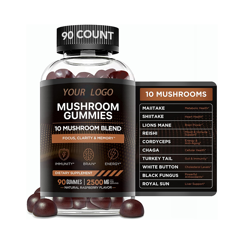 Mushroom Gummy Focus Memory Supplement Immune Support Brain Enhancement Vitamin for Men and Women
