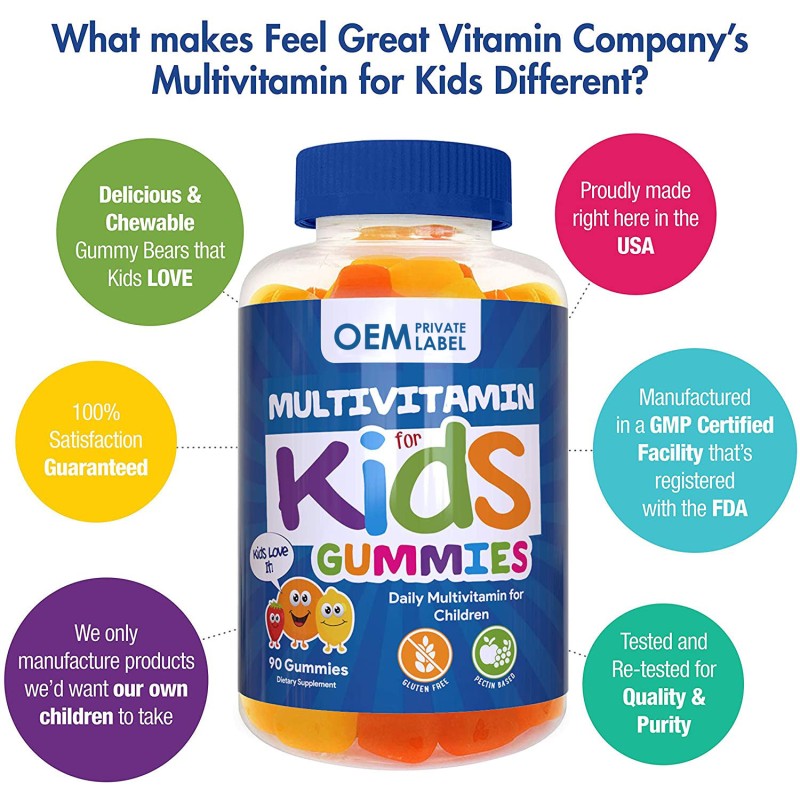 OEM Private Label Kids Multivitamin Gummies for Immune Support