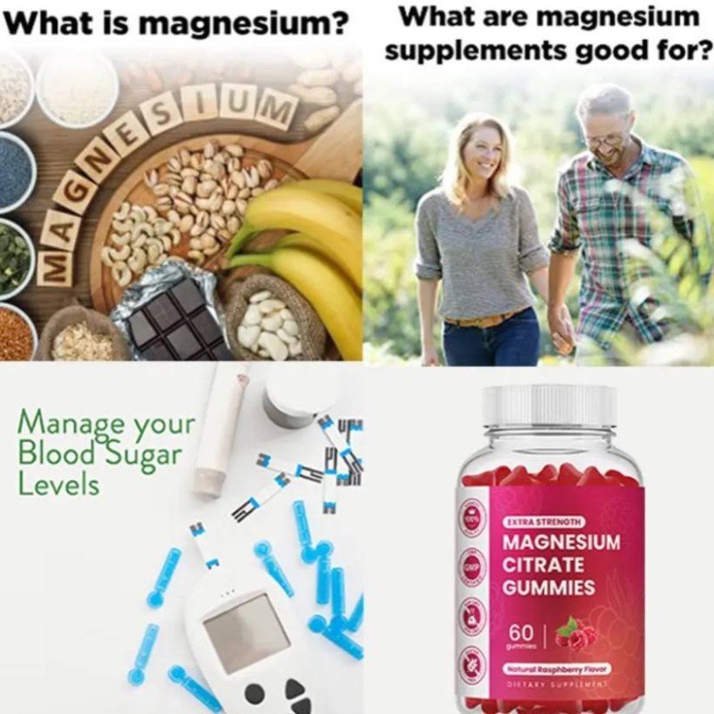 Magnesium Glycinate Gummies - Bear Shaped Dietary Supplement - 60 Pieces