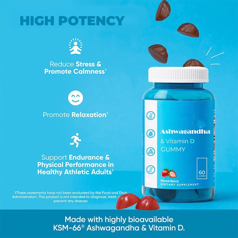 OEM KSM-66 Ashwagandha & Vitamin D Gummies - Stress Relief & Sleep Support, Mixed Berry