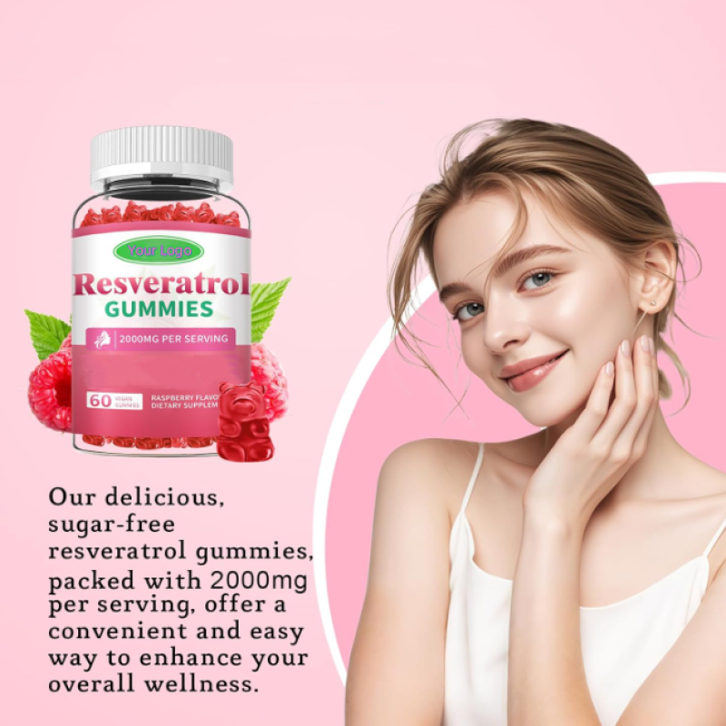 High-End Customization, Vegetarian Resveratrol Gummy Candy, Sugar-Free, NON-GMO, Natural Antioxidant and Anti-Aging Formula