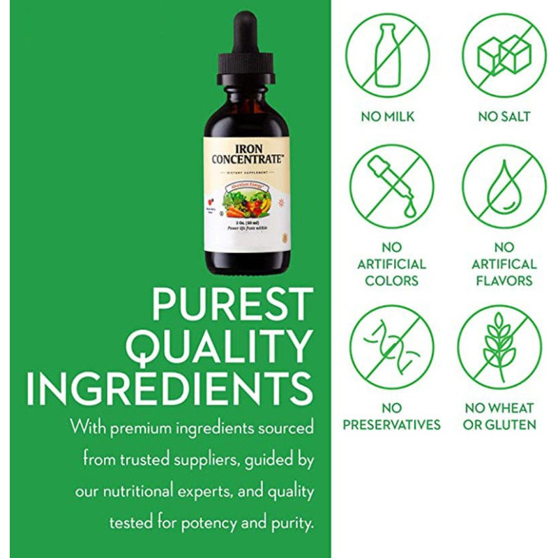 Organic Liquid Iron Supplement - High Potency Formula, Red Blood Cell Support for Daily Energy