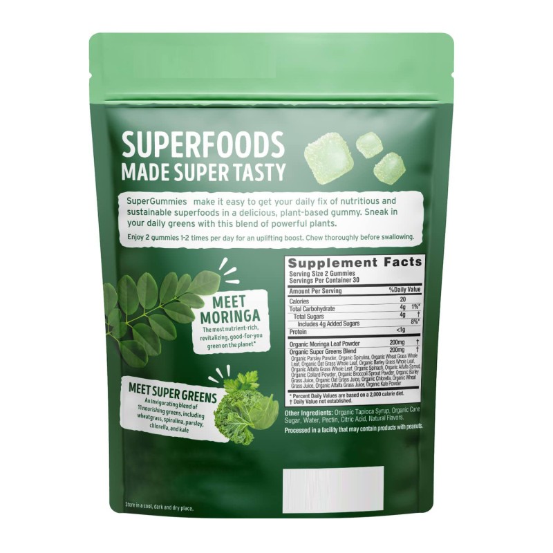 OEM Private Label Moringa Super Greens Gummies for Adults - Moringa Leaf & Seed Extracts, Safe for Pregnant Women
