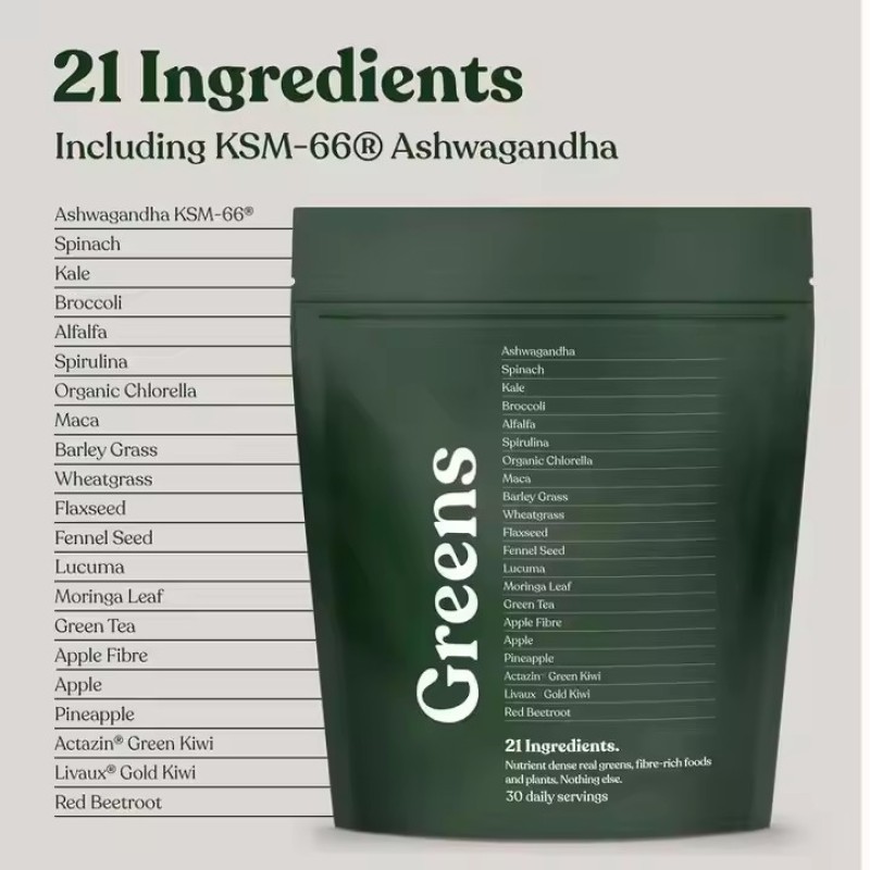 Super Greens 21-Ingredient Vegan Probiotic Supplement Keto-Friendly Multivitamin for Gut Health Improvement Beauty Product for