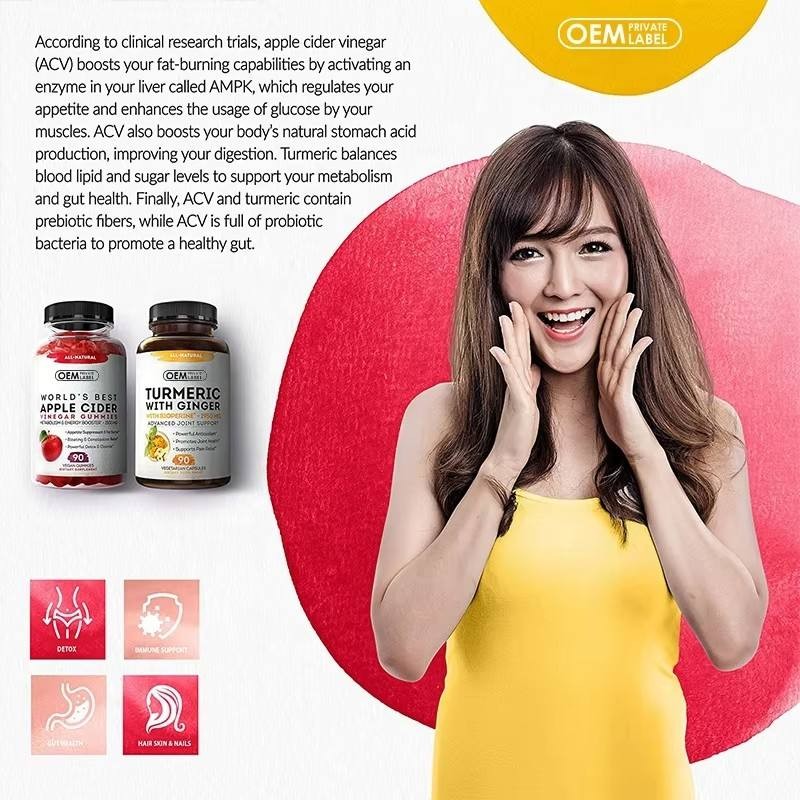 Organic Apple Cider Vinegar Gummies with Turmeric for Weight Loss and Immune Support 60 Gummies