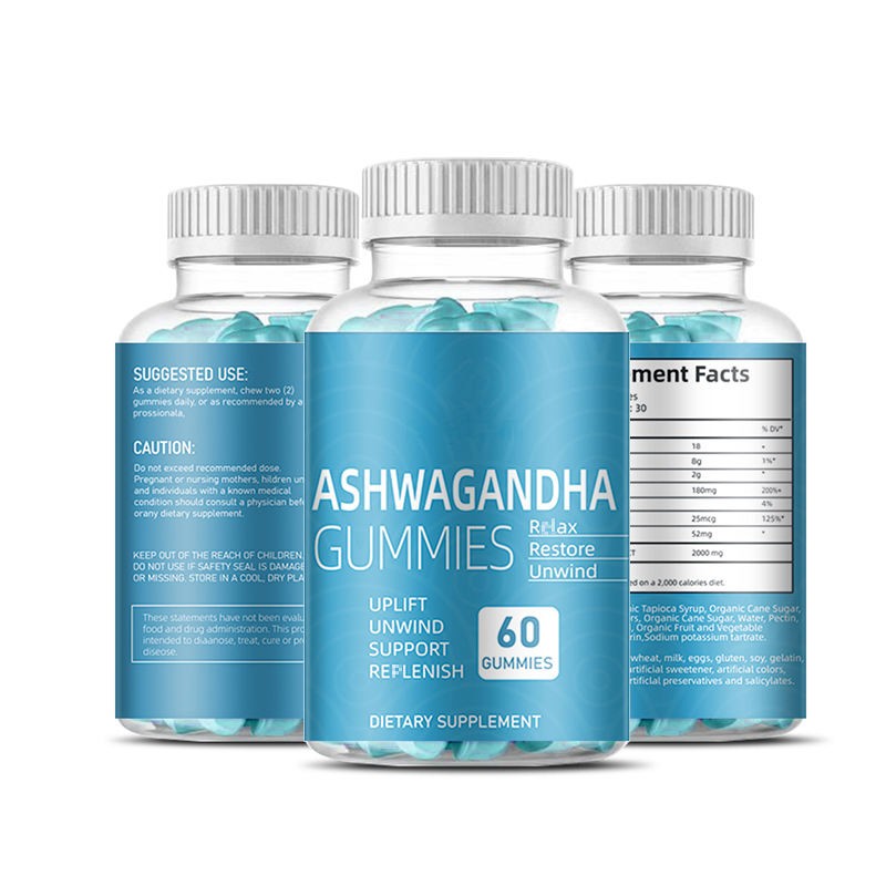 OEM Private Label Ashwagandha Gummies for Stress Relief and Relaxation Vegan Supplement 60 Gummies