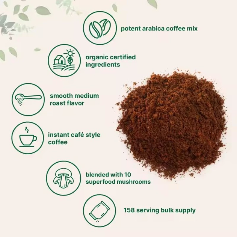 OEM Private Label Organic Instant 10 in 1 Mushroom Coffee Powder Premium Arabica Coffee with Lions Mane Chaga Reishi and More