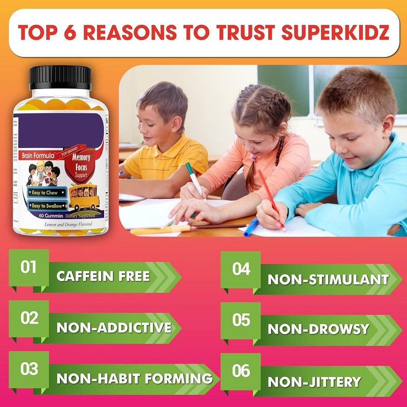 High Brain Memory Gummy Brain Focus Booster Gummy with Vitamins Children's Brain Health Gummy Improve Concentration