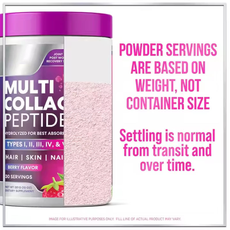 Hydrolyzed Multi Collagen Peptide Powder (Types I-II-III-IV-V) - Berry Flavor for Skin, Hair & Nail Health