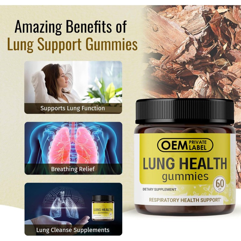 OEM Mullein Leaf Extract Gummies for Lung Health  Detox & Support