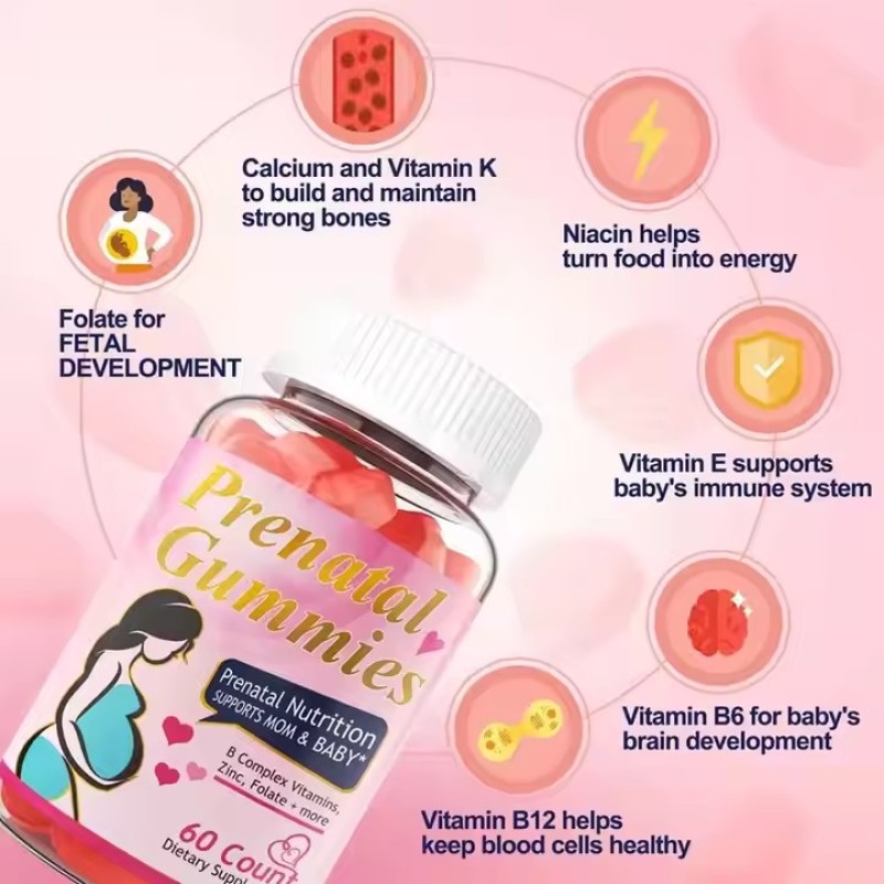 OEM/ODM/OBM Organic Fertility Gummies Supplements Aid Ovulation Prenatal Folic Acid Multivitamins Fertility Support Gummies