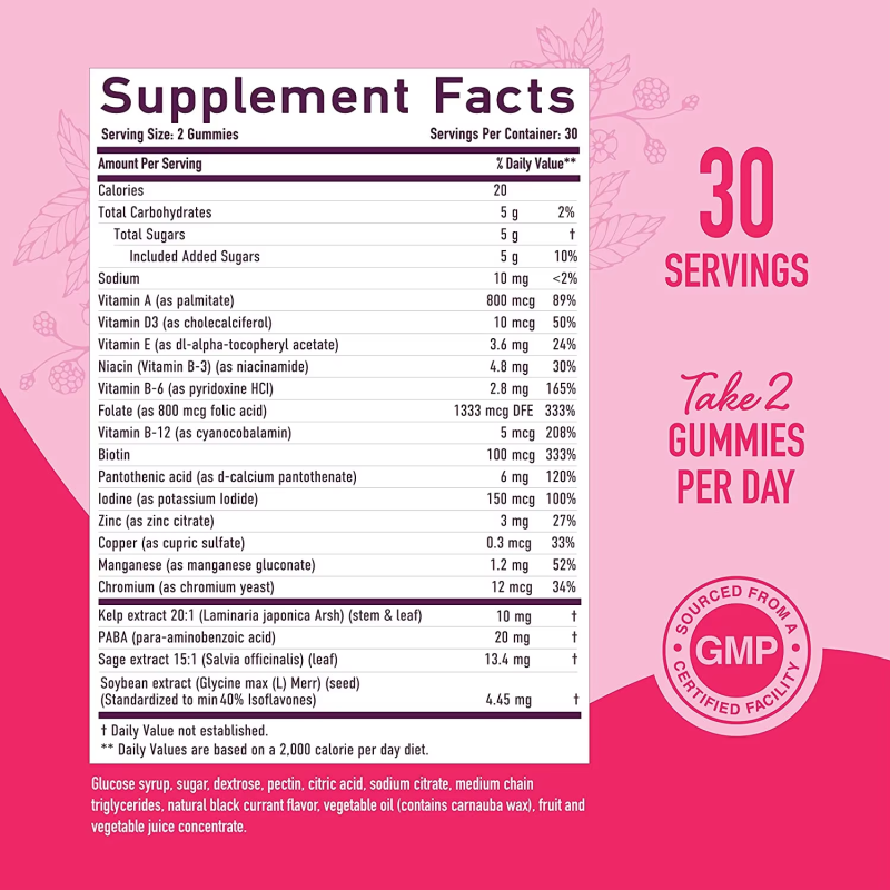 Organic Menopause Support Gummies 60Pcs - Hormone Balance & Hot Flash Relief