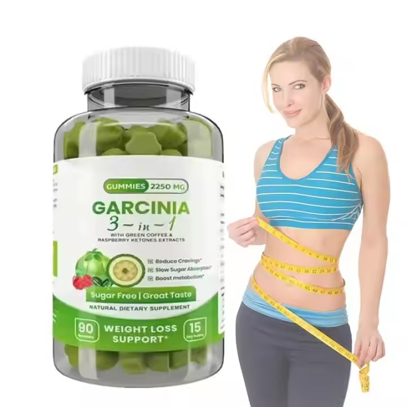 OEM Weight Management 3-in-1 Garcinia Gummy Candy with Green Coffee & Raspberry Ketones Boosts Motabolism Slow Sugar Absorption